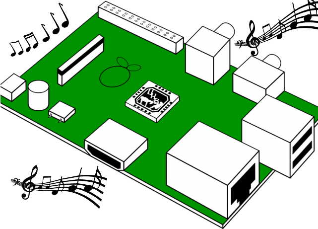 RasberryPi Clipart mit UNHB Logo auf zentraler CPU